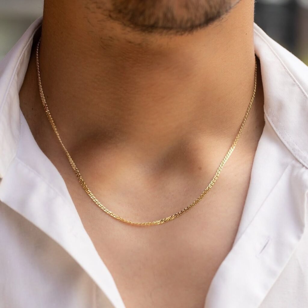 Cadena de oro 18K para hombre diseño clásico fino y elegante